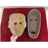 Image 2 : 2 Vintage Full Size Wood Carved Tribal Masks Thick Heavy Wood Largest 