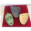 Image 2 : 3 Vintage Full Size Wood Carved Masks Largest is 14'' - All Very Nice 