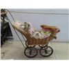 Image 2 : Vintage Wicker and Metal Doll Carriage with Interesting Rabbit 