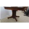 Image 2 : Oak Pedestal Table on Wheels 44'' Across with 10'' Leaf