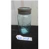 Image 1 : Vintage Blue Colored Improved Gem Quart Jar 