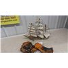 Image 1 : Cabin Clock , Mantle Ship 16'' x 19'' 