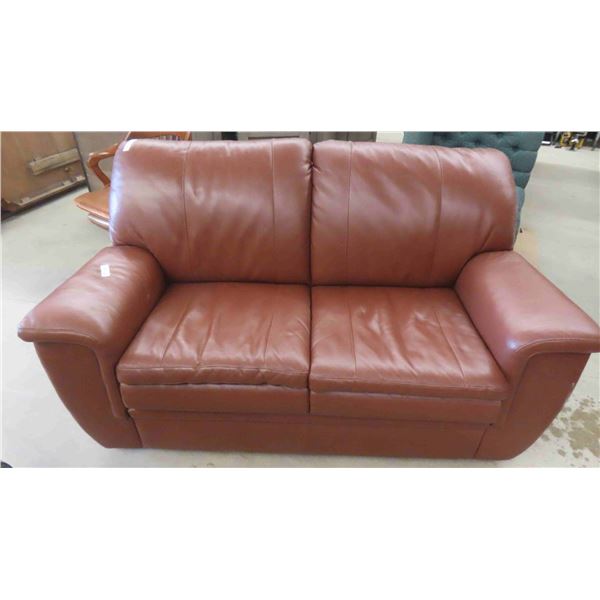 Leather/Leather-Style Love Seat 65'' Wide 