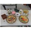 Image 1 : 2 Oil Lamps No Chimneys, Vases, China Décor, Flowered Hanging Plates 