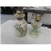 Image 2 : 2 Oil Lamps No Chimneys, Vases, China Décor, Flowered Hanging Plates 