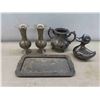 Image 2 : Silver Plated Vases, Ducky Bank, Spindle, Water Fountain & More 