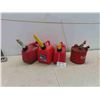 Image 1 : 3 Plastic Gas Containers , 1 Metal Vintage 
