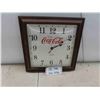 Image 1 : Coca Cola Clock In Wood Frame 13'' x 13'' 