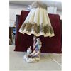 Image 1 : Decorative Table Lamp 23'' Tall Made in Italy with Fabric Shade & Porcelain 