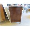 Image 2 : Vintage Oak Buffet with Glass Top and Wheels 48'' x 21'' x 33 1/2'' 