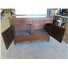 Image 8 : Vintage Oak Buffet with Glass Top and Wheels 48'' x 21'' x 33 1/2'' 