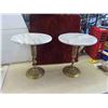 Image 1 : 2 Marble Top with Brass Stand Side Tables 15'' x 17 1/2'' H 