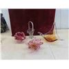 Image 1 : 3 Pieces of Art Glass , Crystal Basket