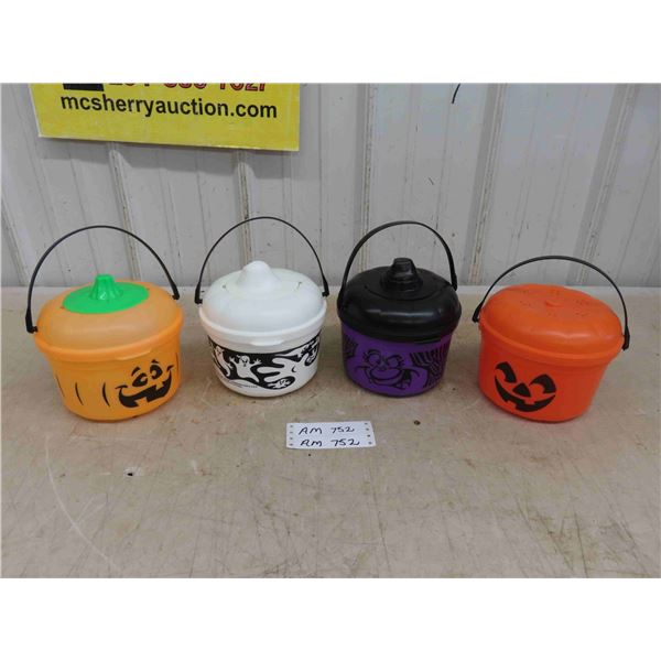McDonald Vintage Halloween Candy Bucket - 3 with Cookie Cutter Lids 