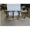 Image 1 : 2 Marble with Brass Accents End Tables on Casters 24'' x 21'' H 