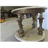 Image 2 : 2 Marble with Brass Accents End Tables on Casters 24'' x 21'' H 