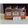 Image 1 : Planters Peanuts 3 Jars in Wood Case 12'' x 4 1/2'' x 7 1/2'' 