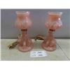 Image 1 : 2 Vintage Pink Glass Bedside Lamps 