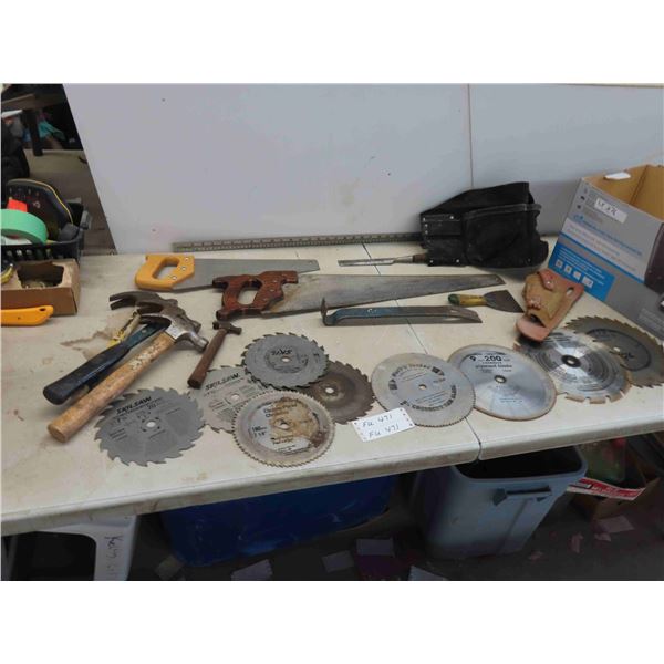 Hand Saws, Circular Saw Blades 7 1/4'' 8 1/4'' 9'' 10'', Hammers, Chisel,