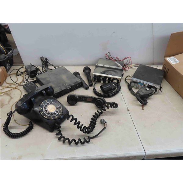 Vintage Rotary Phone, 2 CB Radios, 2 Microphones & More