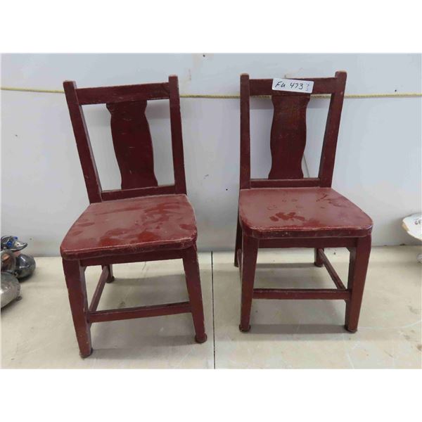2 Wood Childrens Chairs - Seat Height 9 1/2'' 