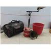 Image 1 : Husky Tool Pouch , Manual Tire Pump , Metal Gas Container , Funnel 