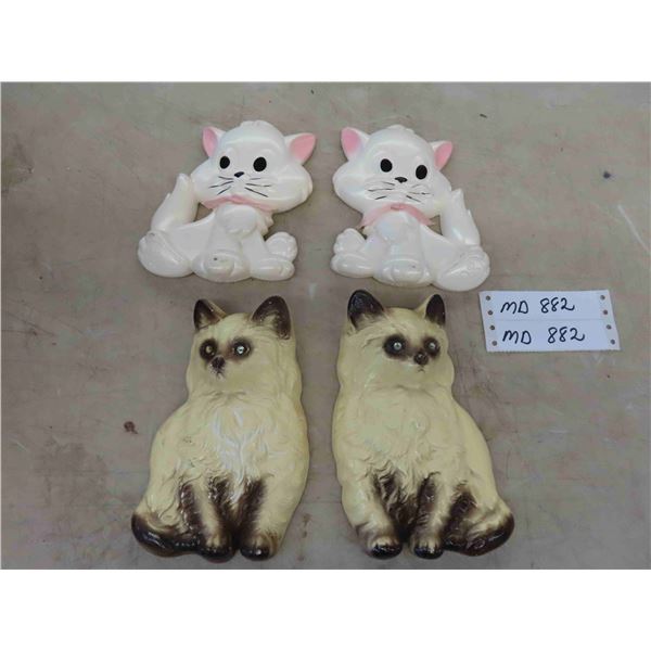4 Chalkware Pussy Cats Largest is 4 3/4'' x 7 1/4'' 