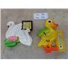 Image 1 : 2pcs Chalkware Swan and Duck with Thermometer 