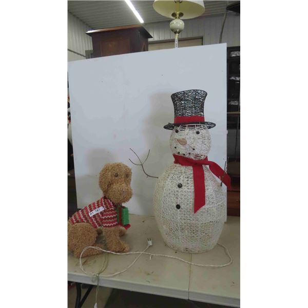 Light Up Snow Man 36'' , Light Up Dog 