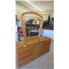 Image 1 : Modern Oak Dresser 70'' x 18'' x 31'' Plus Mirror 45'' x 48'' 