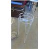 Image 2 : 3 Wrought Iron Plant Stands, Wicker Basket 
