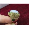 Image 8 : 14k Yellow Gold Ladies Oval Wavy Patterned Cluster Dinner Ring with Prong Set