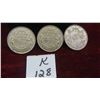 Image 1 : 3 Canadian 1952 50 Cent Coins 