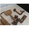 Image 2 : Wood Carpenter Box with Old Tools : Hammers, Planers, Circular
