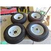 Image 1 : New 3 Trailer Tires on 4 Bolt Rims 4.80/4.00-8 & 16x5.00-8 Tire