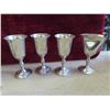 Image 2 : 6 Pewter Goblets , Brass Candle Stick Holder, Ships Wheel Barometer