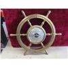 Image 8 : 6 Pewter Goblets , Brass Candle Stick Holder, Ships Wheel Barometer
