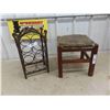 Image 1 : Oak Ottoman, Wrought Iron Wine Bottle Rack 