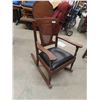 Image 1 : Cane Back Leather Seat Rocking Chair 