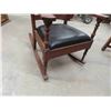 Image 4 : Cane Back Leather Seat Rocking Chair 