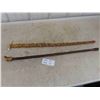 Image 1 : 2 Antique Canes (1) Cactus Cane with Carved Bird Antler Handle,