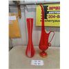Image 1 : Vintage Le Smith Amberina Swung Vase , Art Glass Vase - Tallest is 18'' 