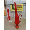 Image 2 : Vintage Le Smith Amberina Swung Vase , Art Glass Vase - Tallest is 18'' 