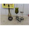 Image 1 : Decanter with Gold Trim , Art Glass , Craft with 4 Glasses 
