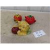 Image 1 : Tomato Sugar Bowl , Apple Honey Holder, Chalkware Kitten 