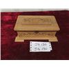 Image 1 : Beautiful Vintage Carved Wooden Box with Metal Clasp 9'' x 5.5'' 