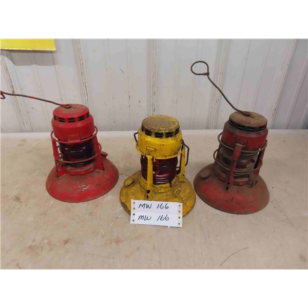 3 Vintage Dietz Lanterns 