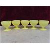 Image 2 : 5 Vintage Yellow Saguenayware Dessert Bowls , Glass Juice Bottles &