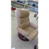 Image 2 : Leather/Leather Style Swivel Living Room Chair with Ottoman - Reclines 
