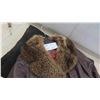 Image 2 : Size 16 Genuine Leather Brown Ladies Coat with Removeable Fox Collar